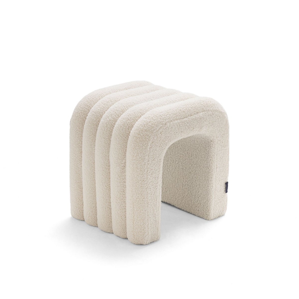 Tabouret rembourré en tissu bouclette- MUI blanc, DRAWER