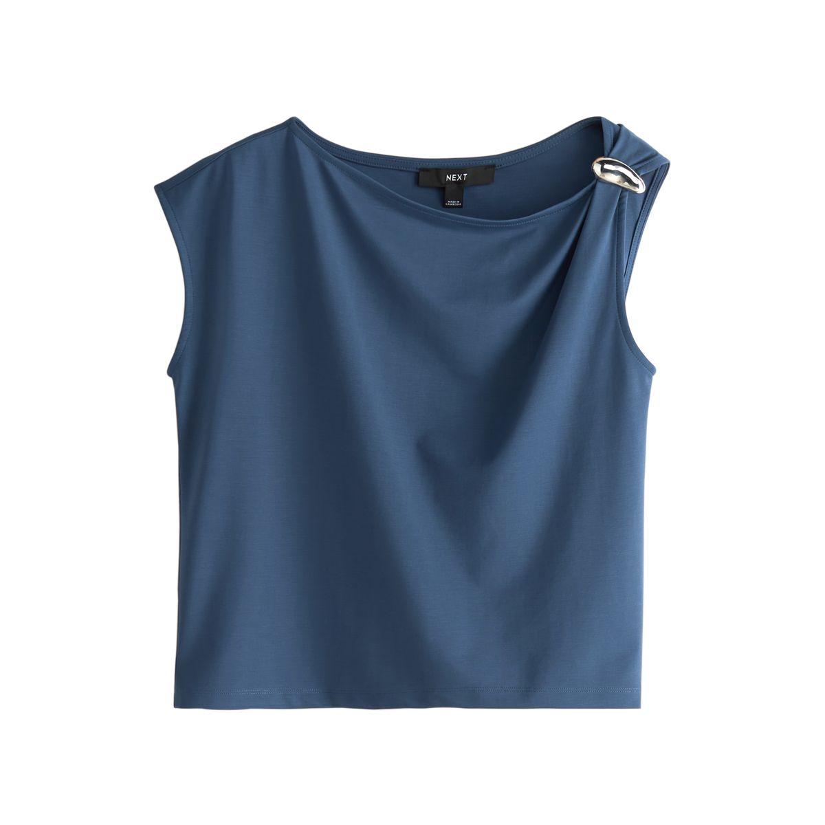 Haut drapé sans manches à détails métalliques bleu marine, NEXT
