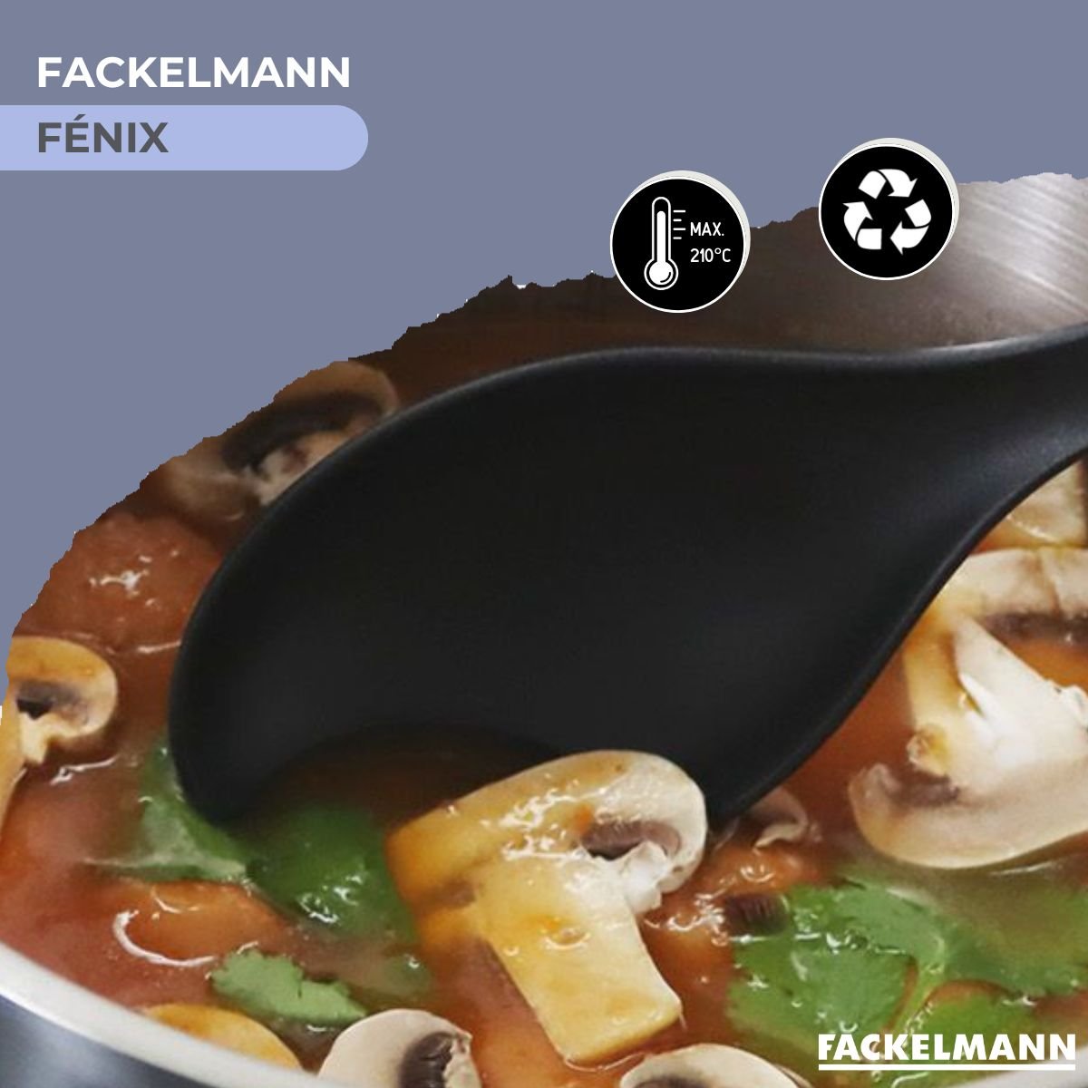 Set poêle 20 cm fonte alu céramique et 6 ustensiles CROSSROAD noir|gris, FACKELMANN