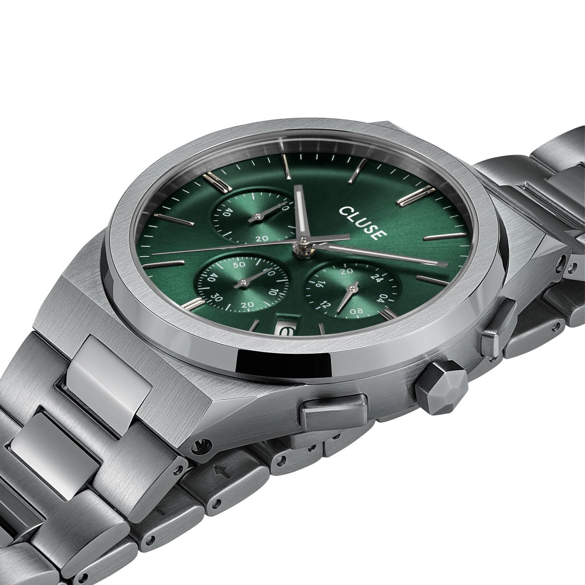 Montre Analogique VIGOUREUX CHRONO argenté vert argenté, CLUSE