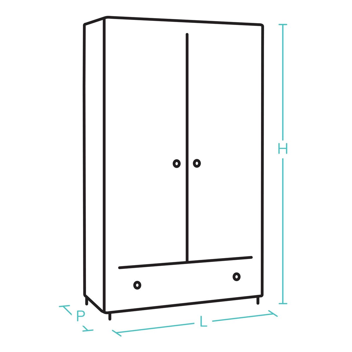 Armoire 2 portes ACHILLE beige, GALIPETTE