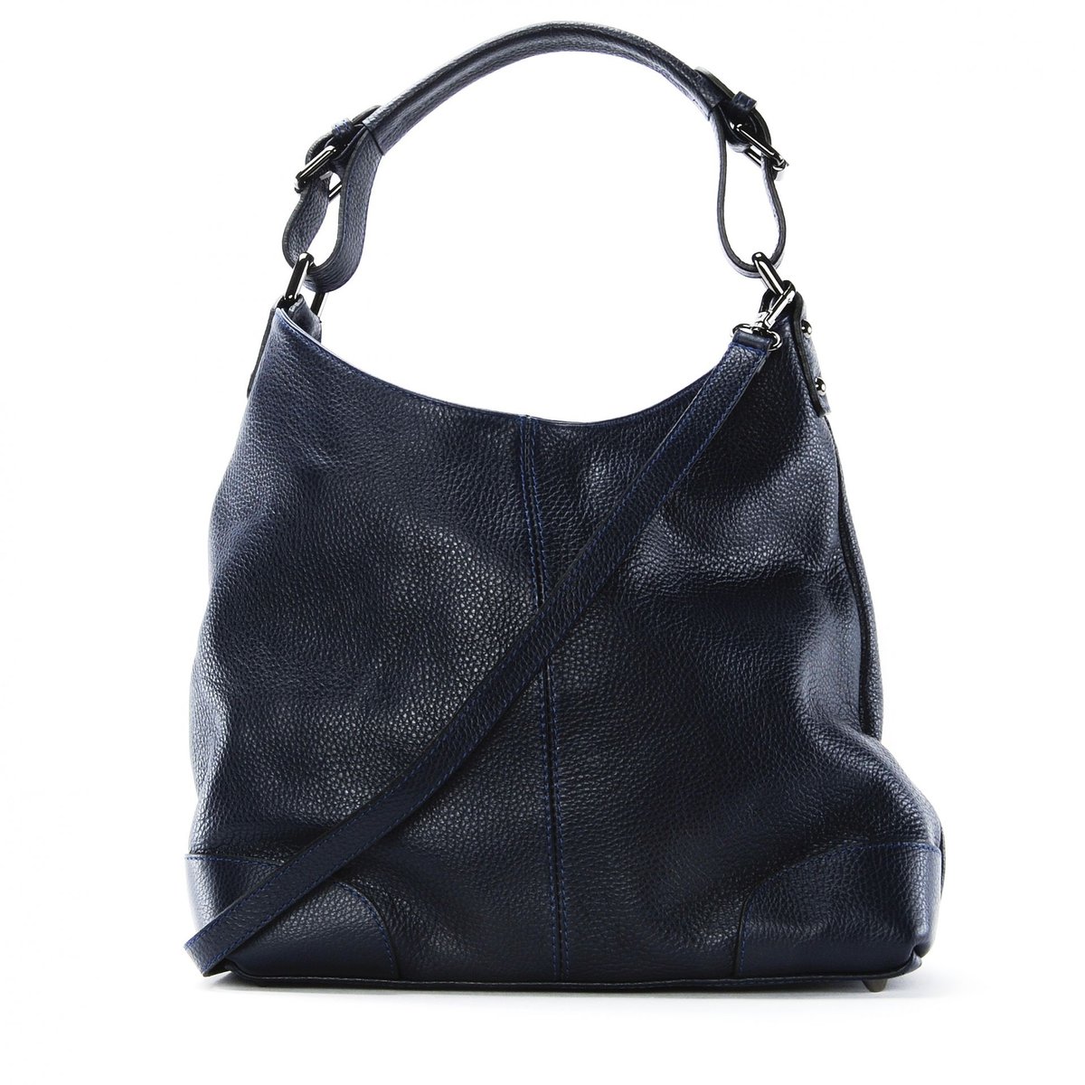 Sac à main cabas en cuir grainé italien NIKEE bleu foncé, OH MY BAG