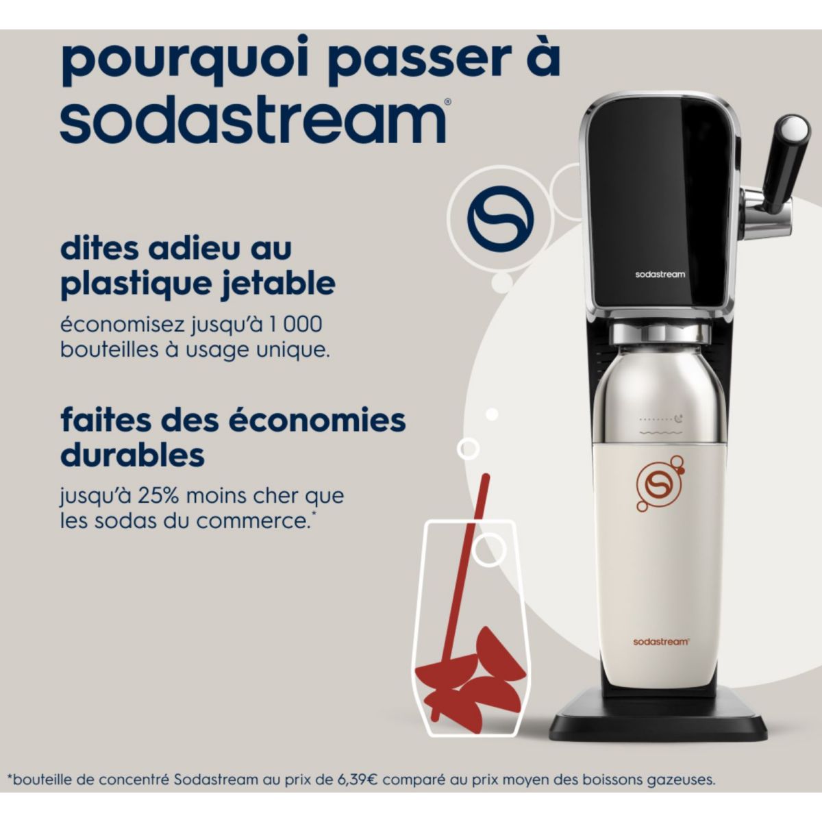 Bouteille isotherme Fizz & Go EASY MIX sable 0.7L couleur unique, SODASTREAM