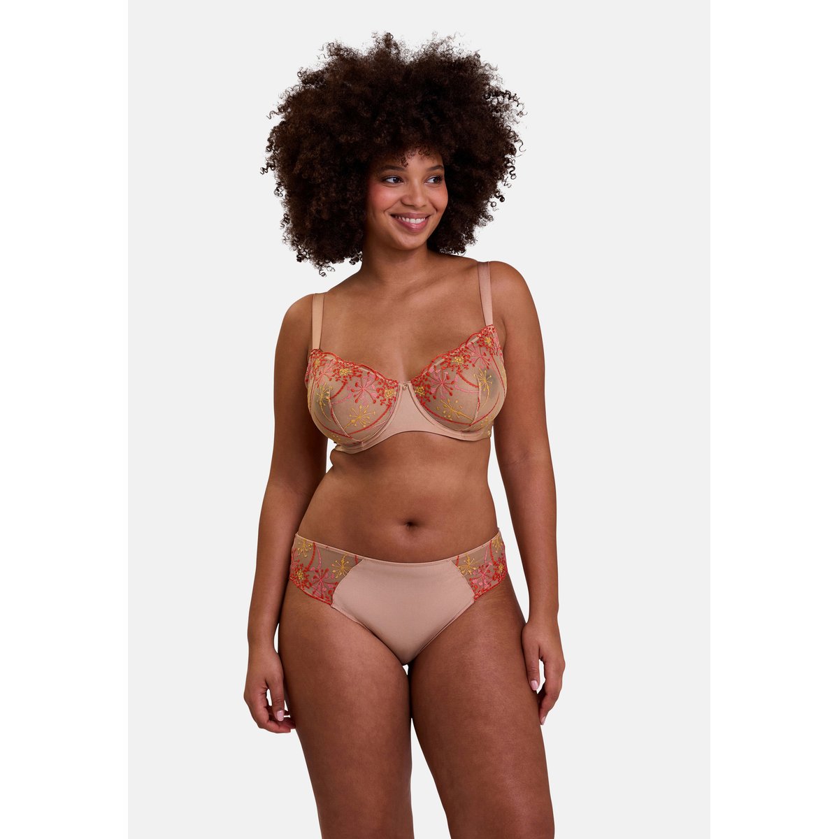 Soutien-gorge corbeille GEORGIA broderie multicolore fond tuscany, SANS COMPLEXE