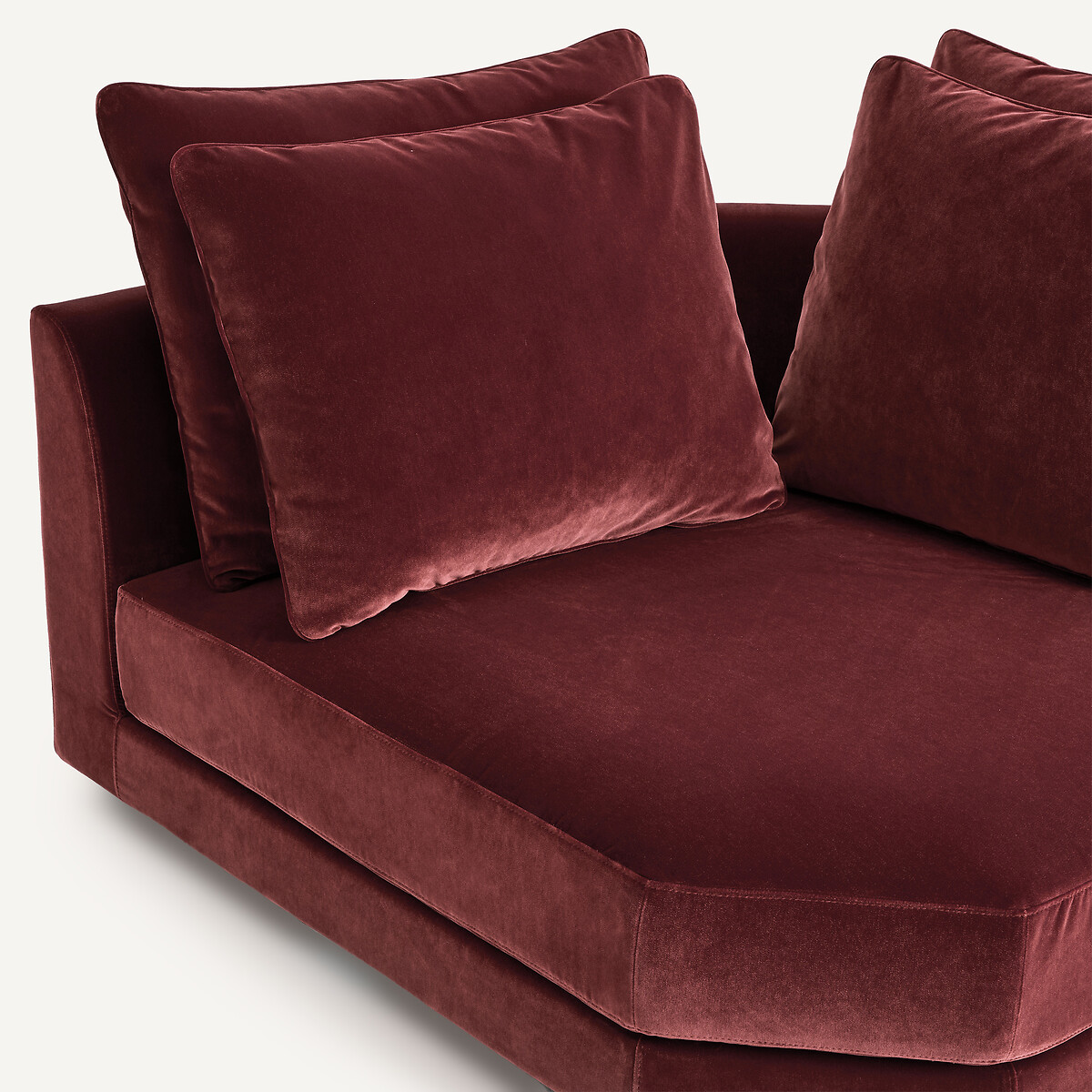 Canapé d'angle modulable en velours, TIBERIO grenat, AM.PM