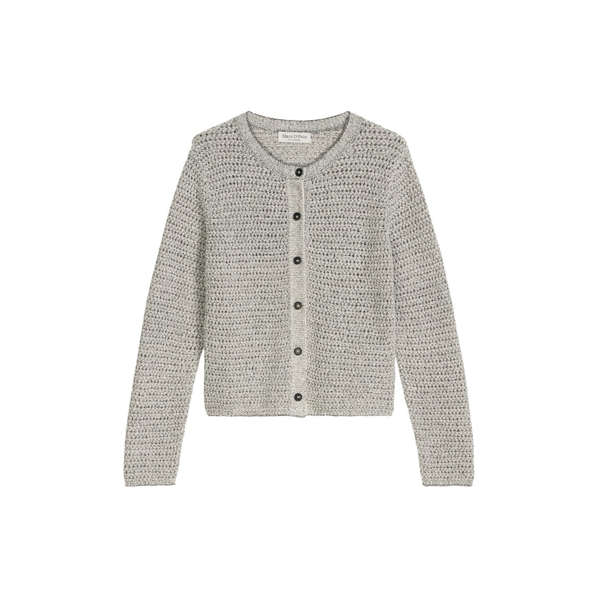 Cardigan regular en fil bicolore nature, MARC O'POLO