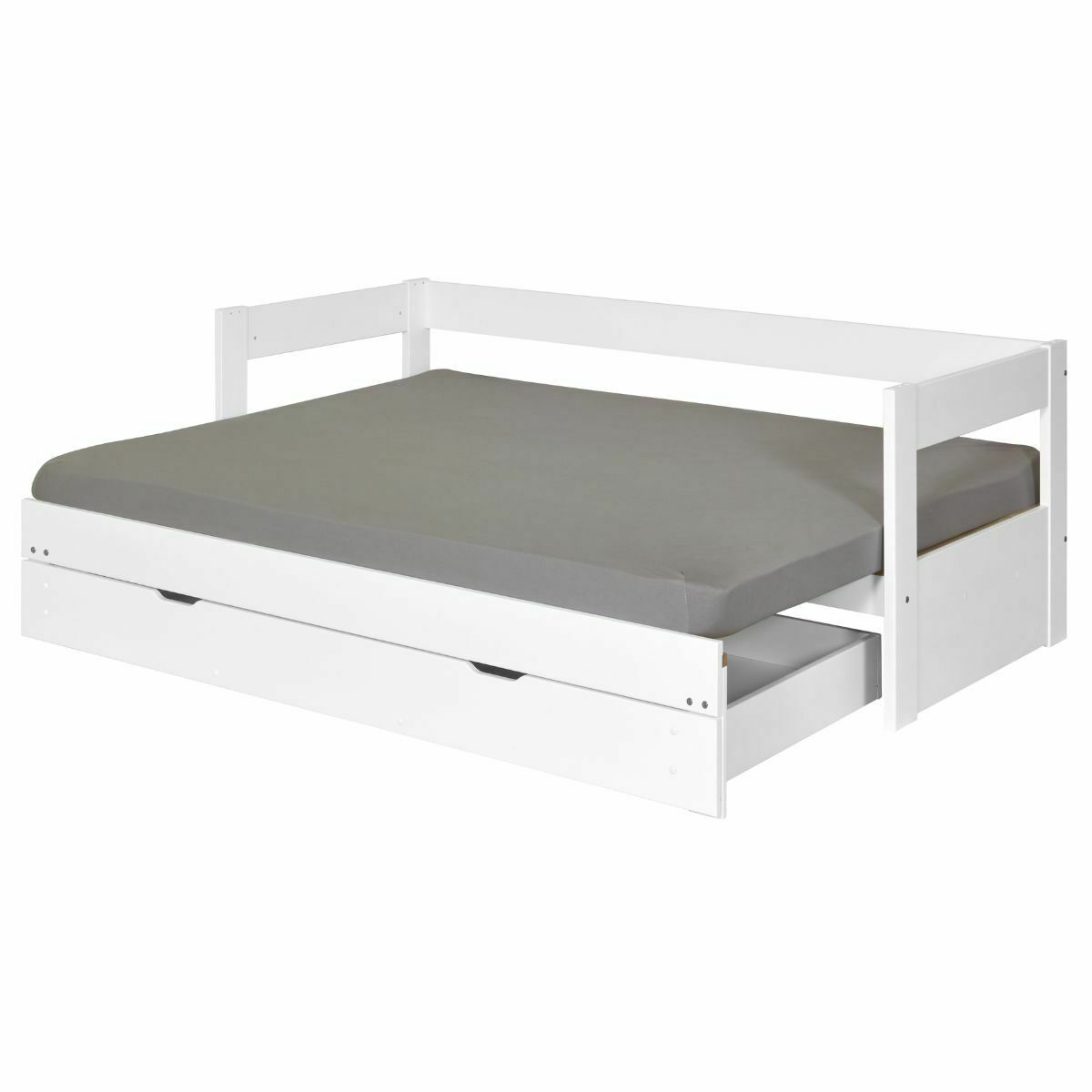 lit banquette gigogne avec tiroir Bois massif  RAVI blanc, AKITEN RETAIL