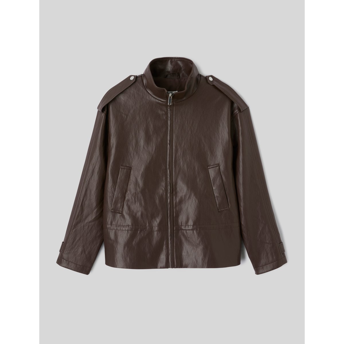 Veste en tissu enduit marron foncée, BZB