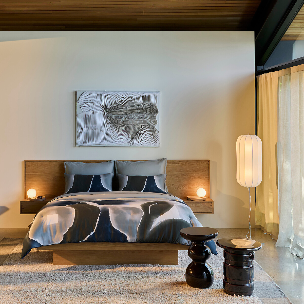 Lampadaire, lampion en maille, Satchi nickel satiné, AM.PM