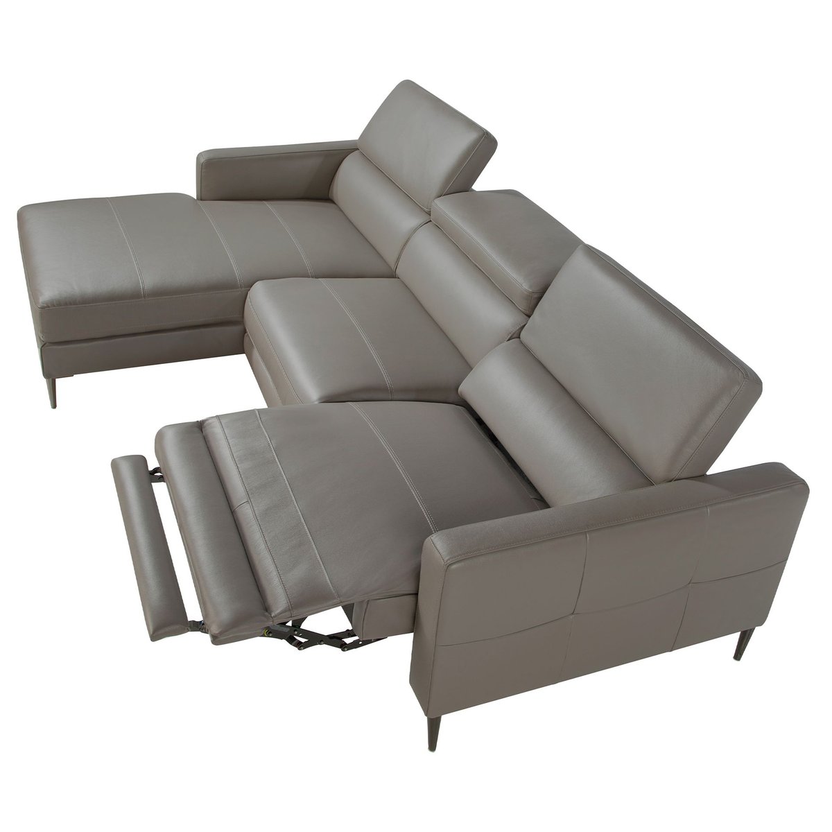 Canapé d'angle en cuir avec relax gris | acier, ANGEL CERDA