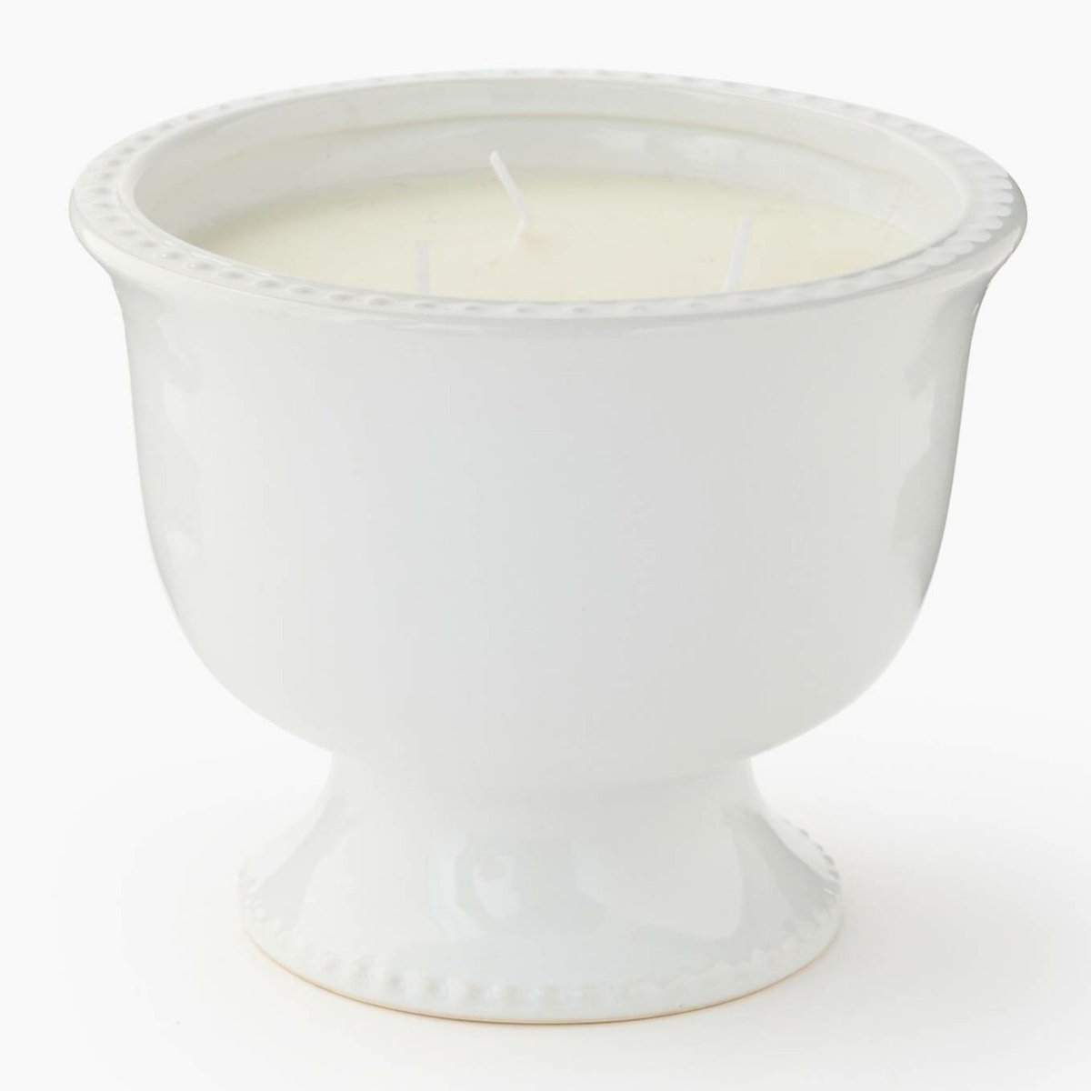 Bougie dans pot, 15,5xH13cm, en céramique blanc, MONOPRIX