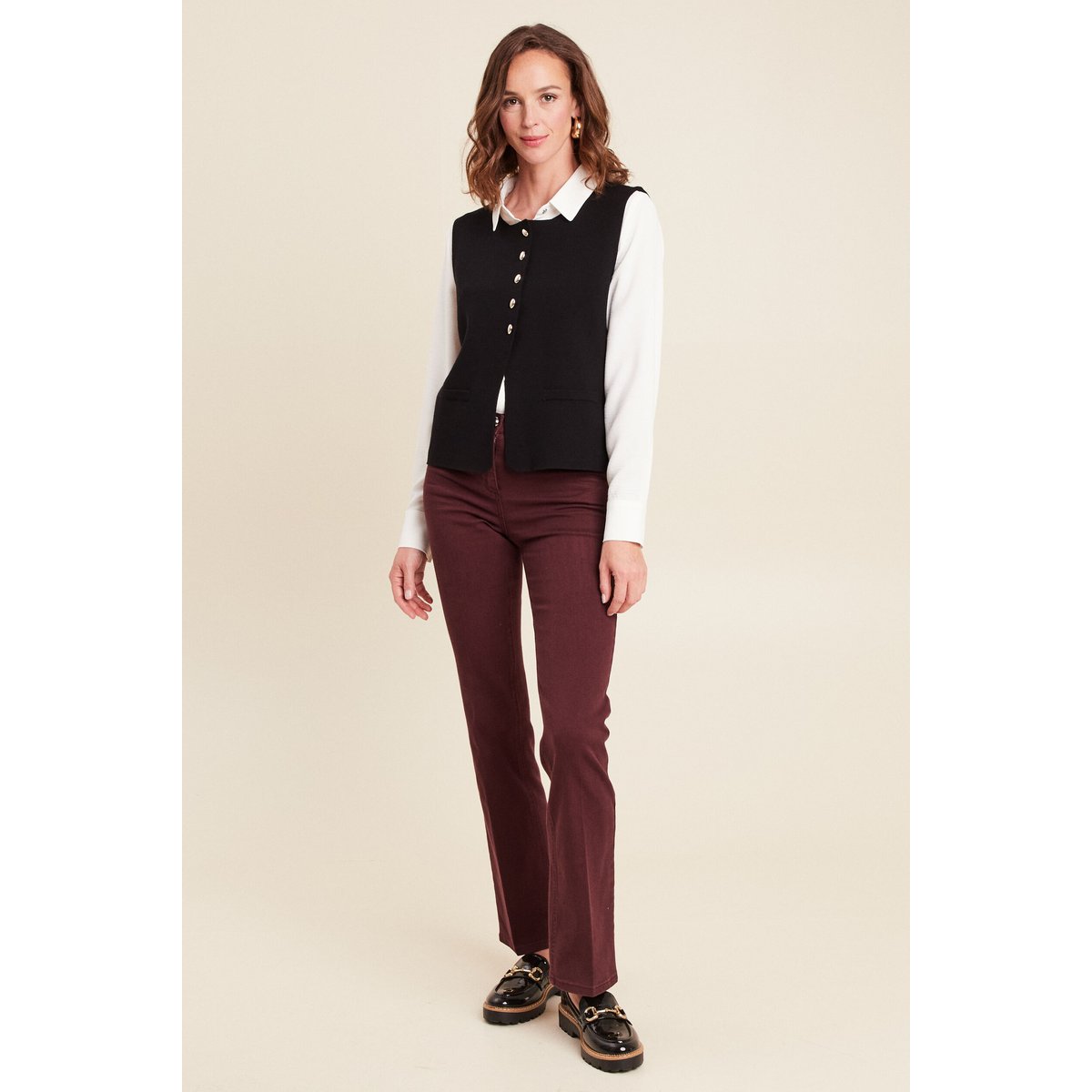 gilet droit court sans manches col rond noir, BREAL