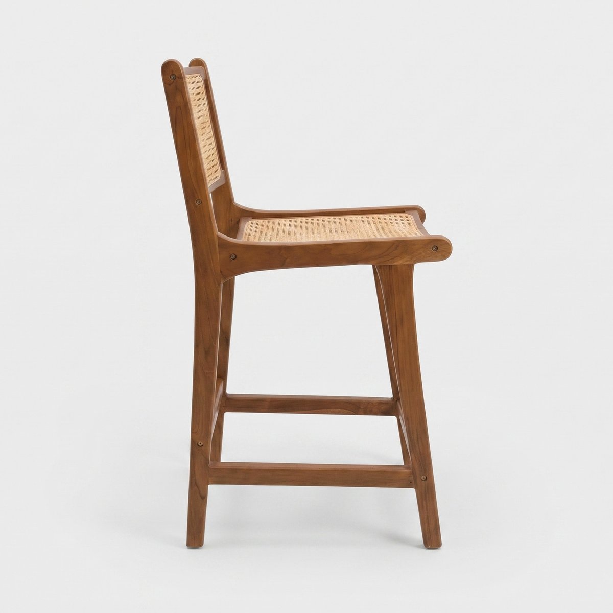 Lot de 2 chaises pour îlot central 66,5 cm en teck et cannage en rotin - KYLA beige, MAISON PAVANE