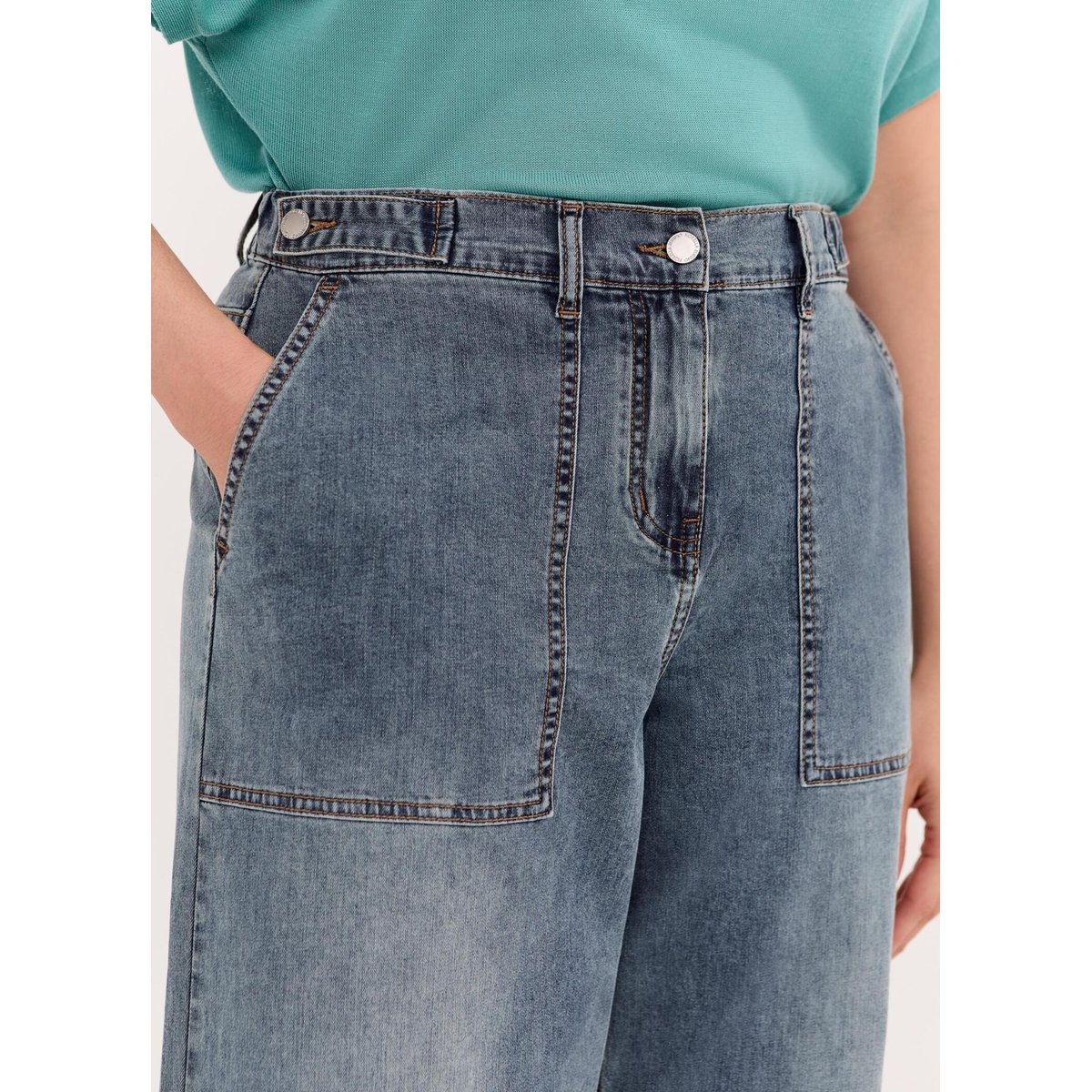 Jean Wide Leg avec maxi poches bleu, FIORELLA RUBINO