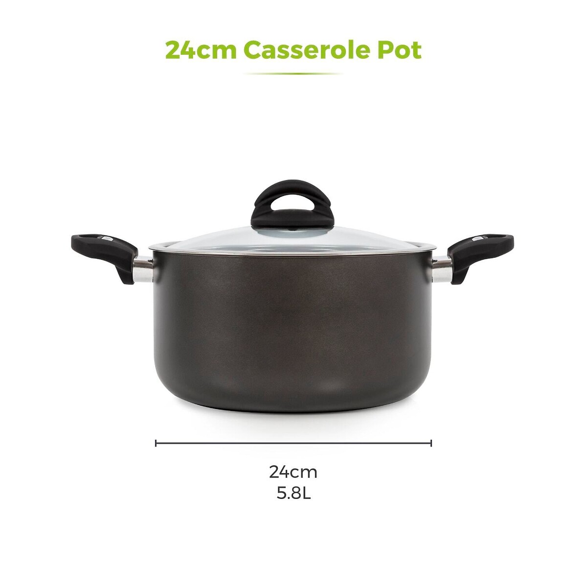 24cm Cerasure Ceramic Casserole with Lid graphite, TOWER