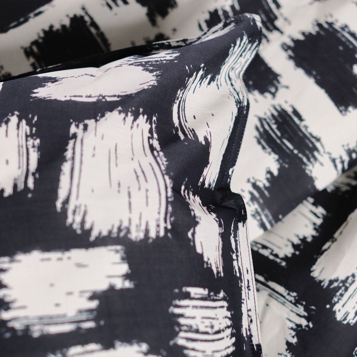 Parure de lit imprimé Graphique coton SUNSHINE LEA blanc, TODAY