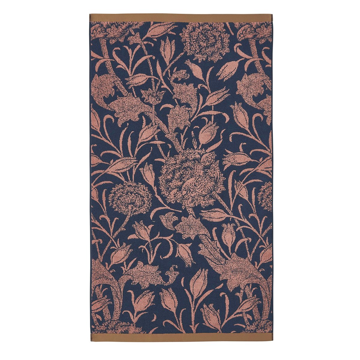 Drap de bain Tulipes sauvages bleu et rose cuivé, WILLIAM MORRIS AT HOME