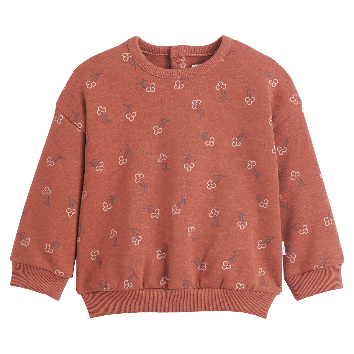 Sweat col rond, pressionné au dos, en molleton bordeaux, LA REDOUTE COLLECTIONS