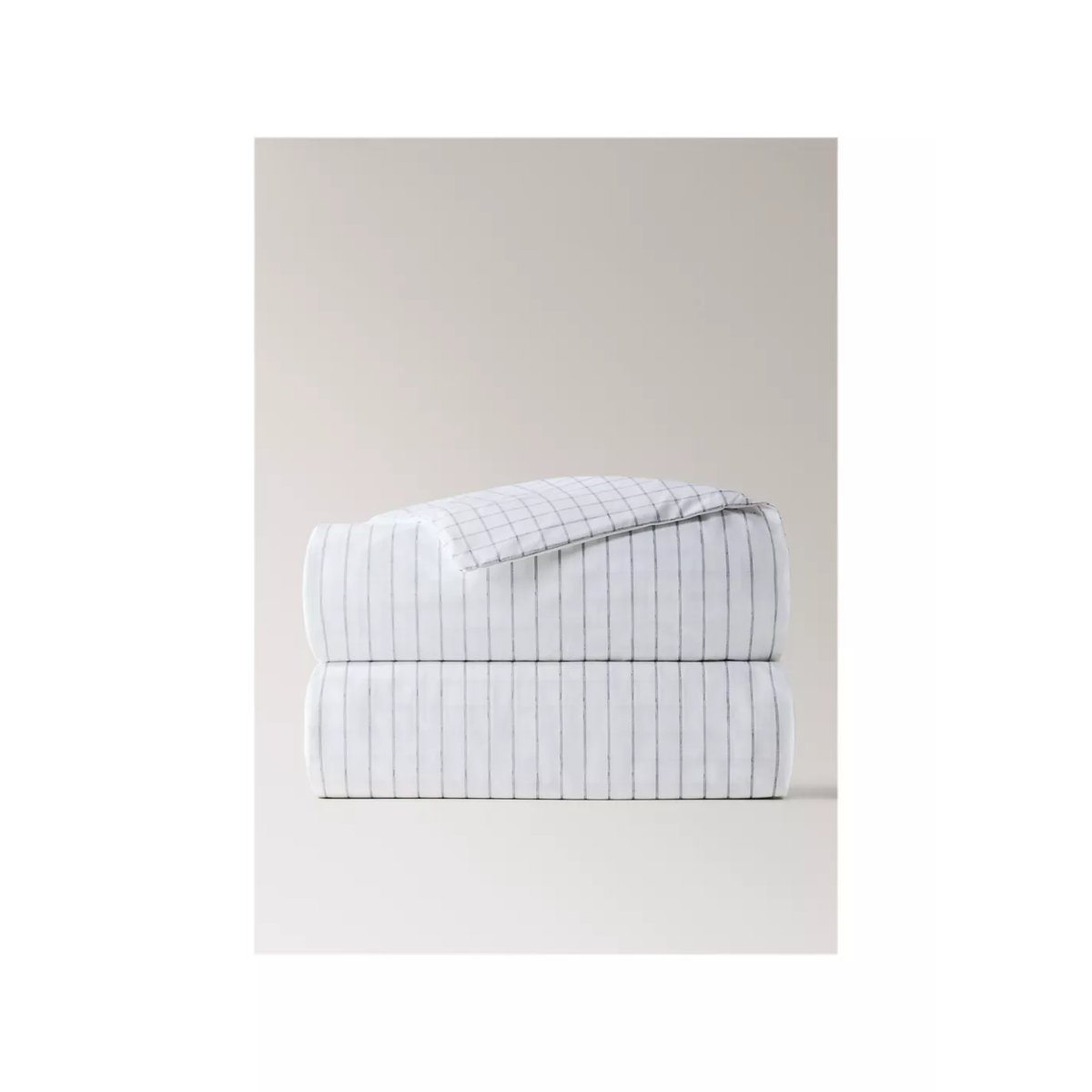 Housse de couette réversible carreaux et rayures Lit 180/200 cm gris, MANGO HOME