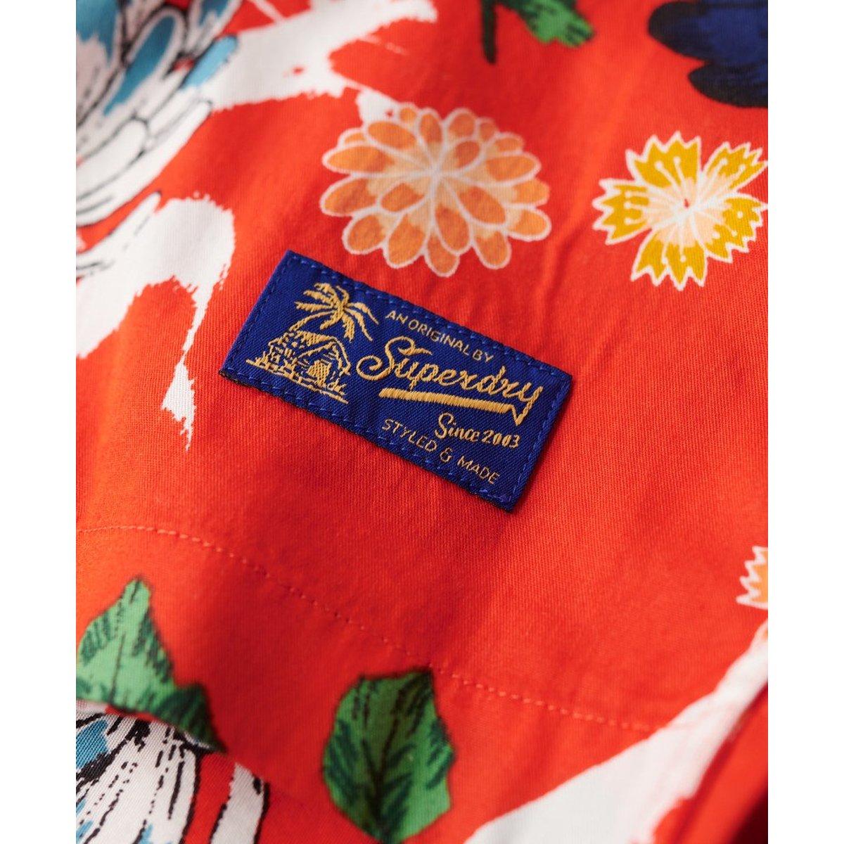 Chemise hawaïenne à manches courtes aya floral orange brûlé, SUPERDRY