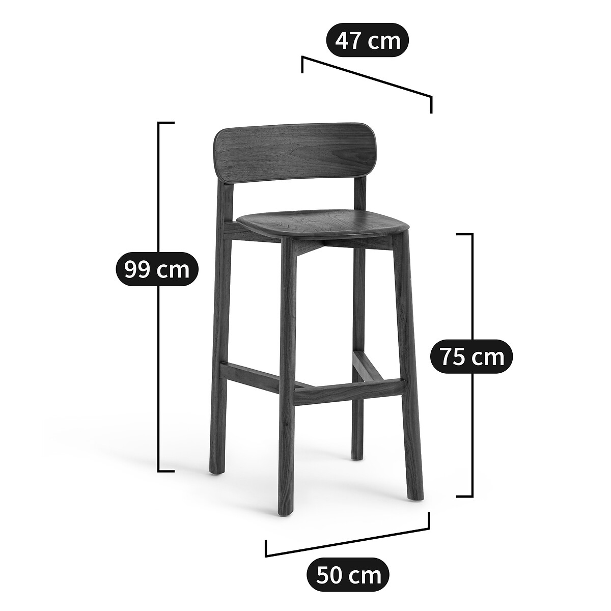 Batignolles Walnut Bar Stool, Designed By Emmanuel Gallina walnut, AM.PM X EMMANUEL GALLINA