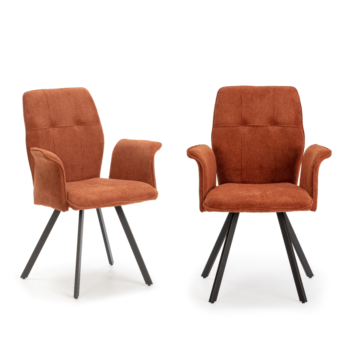 Lot de 2 fauteuils en tissu avec pieds en métal noir L62 cm - MERY orange, CALICOSY