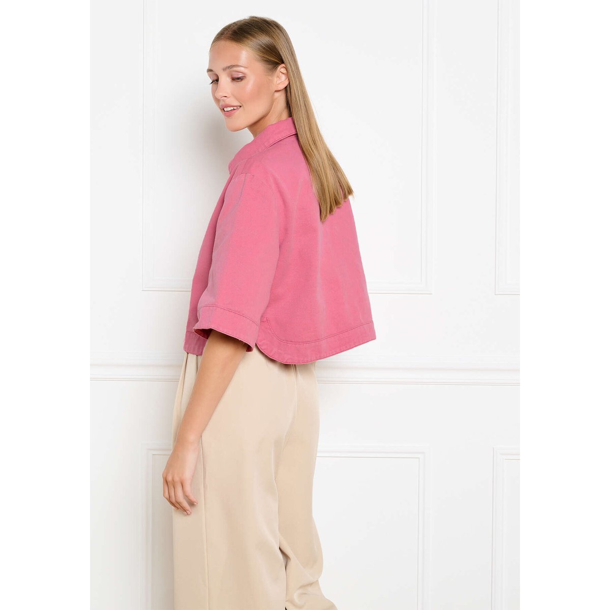 Chemise en denim courte rose, LOLALIZA