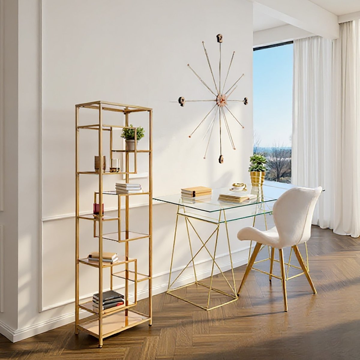 Tréteaux de bureau en acier, POLAR doré, KARE DESIGN