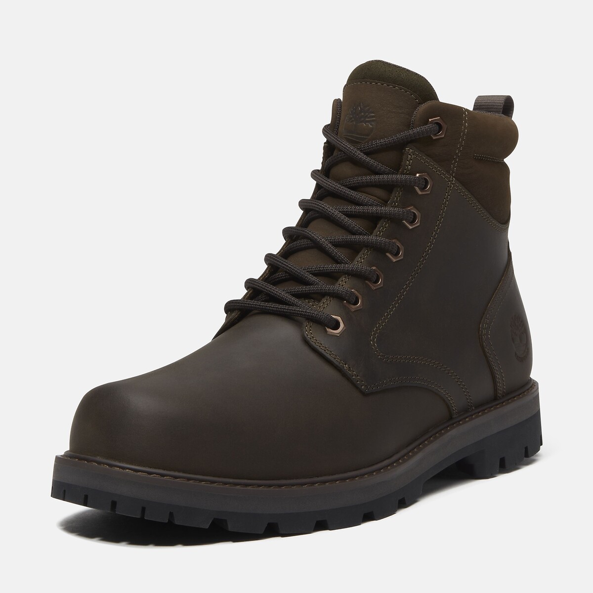 Stivaletti con lacci in pelle BRITTON ROAD MID LACE kaki scuro, TIMBERLAND