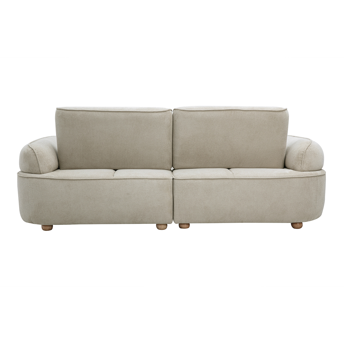 Canapé 3 places avance-recule électrique en tissu velours côtelé vert kaki et bois foncé OTIS beige, MILIBOO