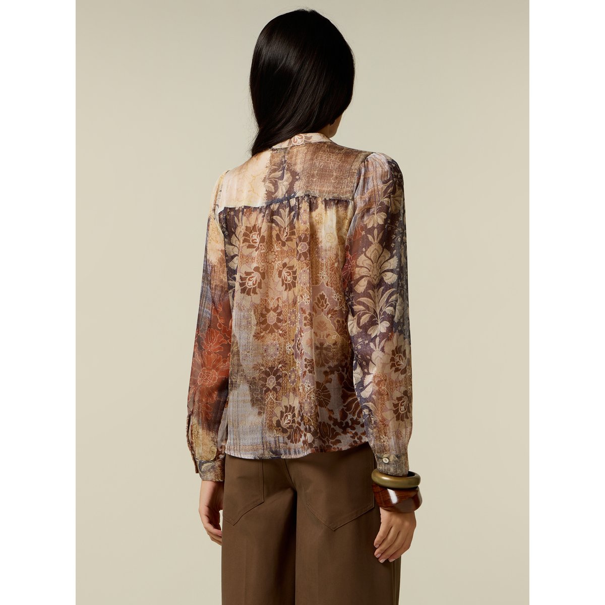Blouse avec nœud beige, OLTRE