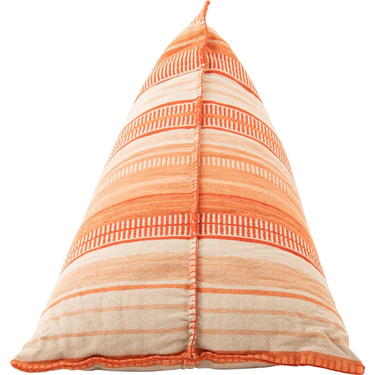 Pouf poire ligné en coton écru et orange foncé, RECOLLECTION