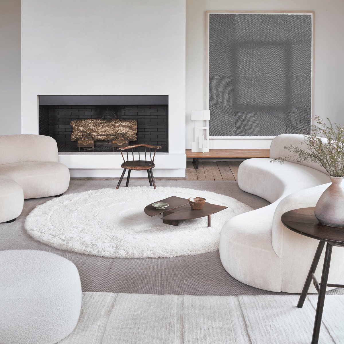 Tapis en laine rond Arctic Sheep of the World blanc, LORENA CANALS