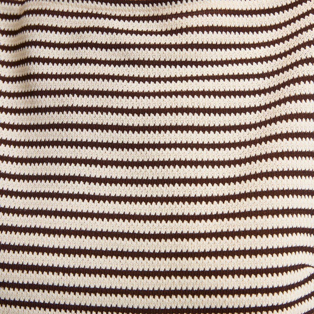 Débardeur col rond en crochet rayé rayé marron/écru, LA REDOUTE COLLECTIONS