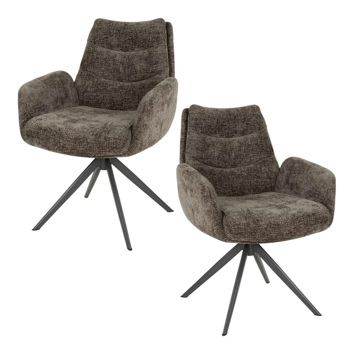 Fauteuil de table pivotant en velours (lot de 2) TAJ taupe, PIER IMPORT