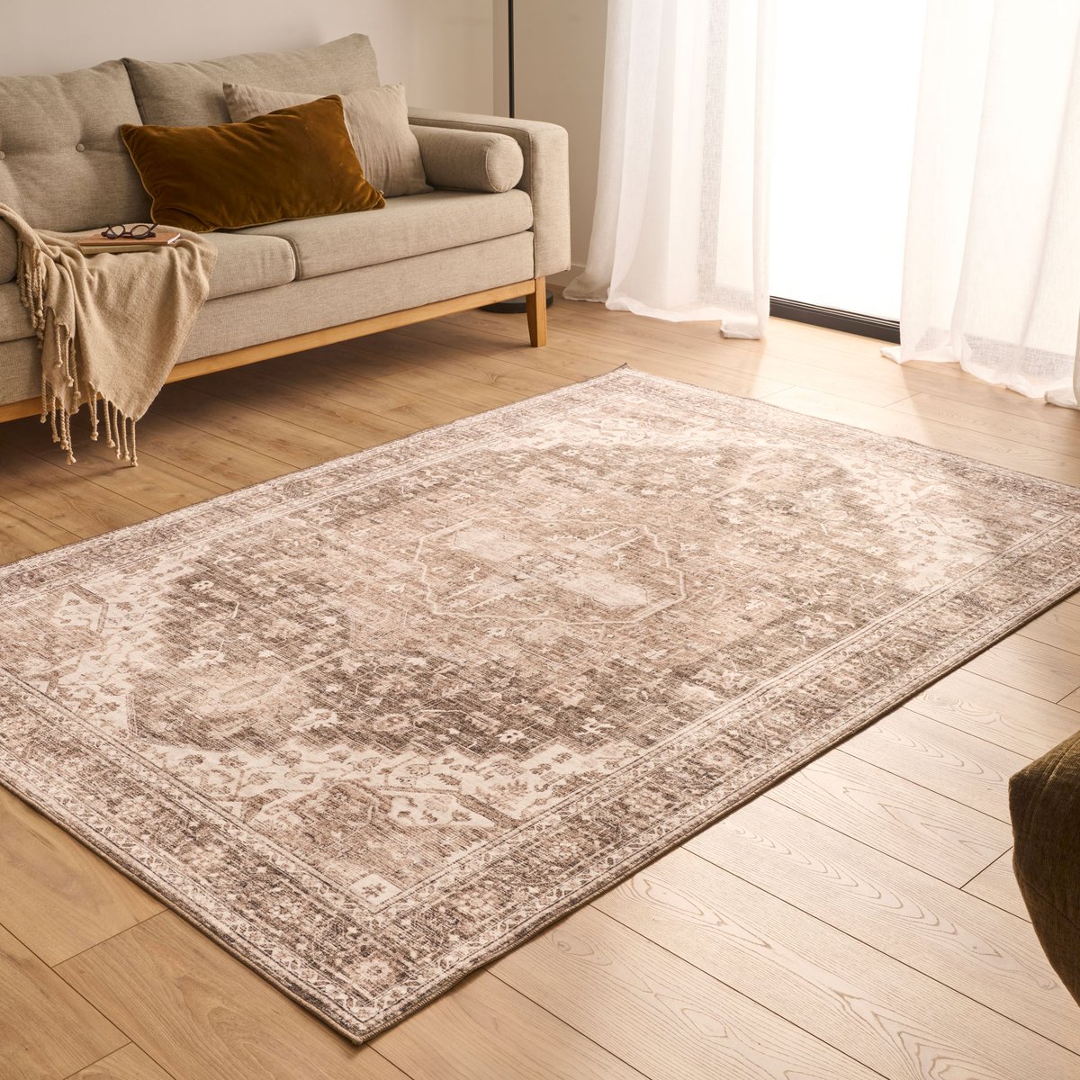 Tapis à imprimé oriental OTTOMAN beige, NAZAR RUGS