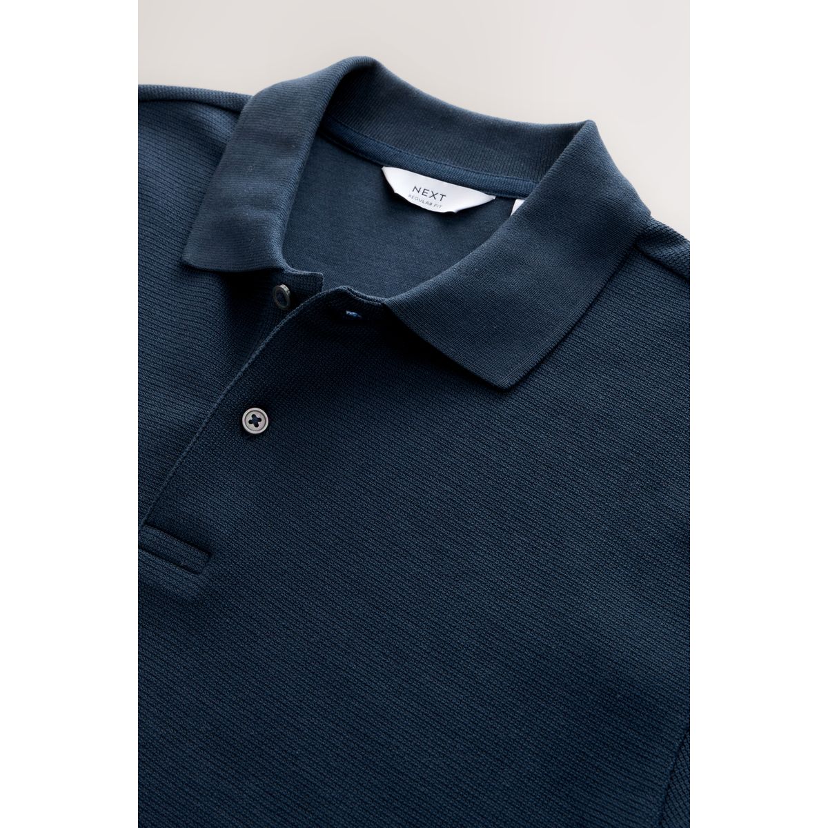 Polo standard habillé texturé bleu marine, NEXT