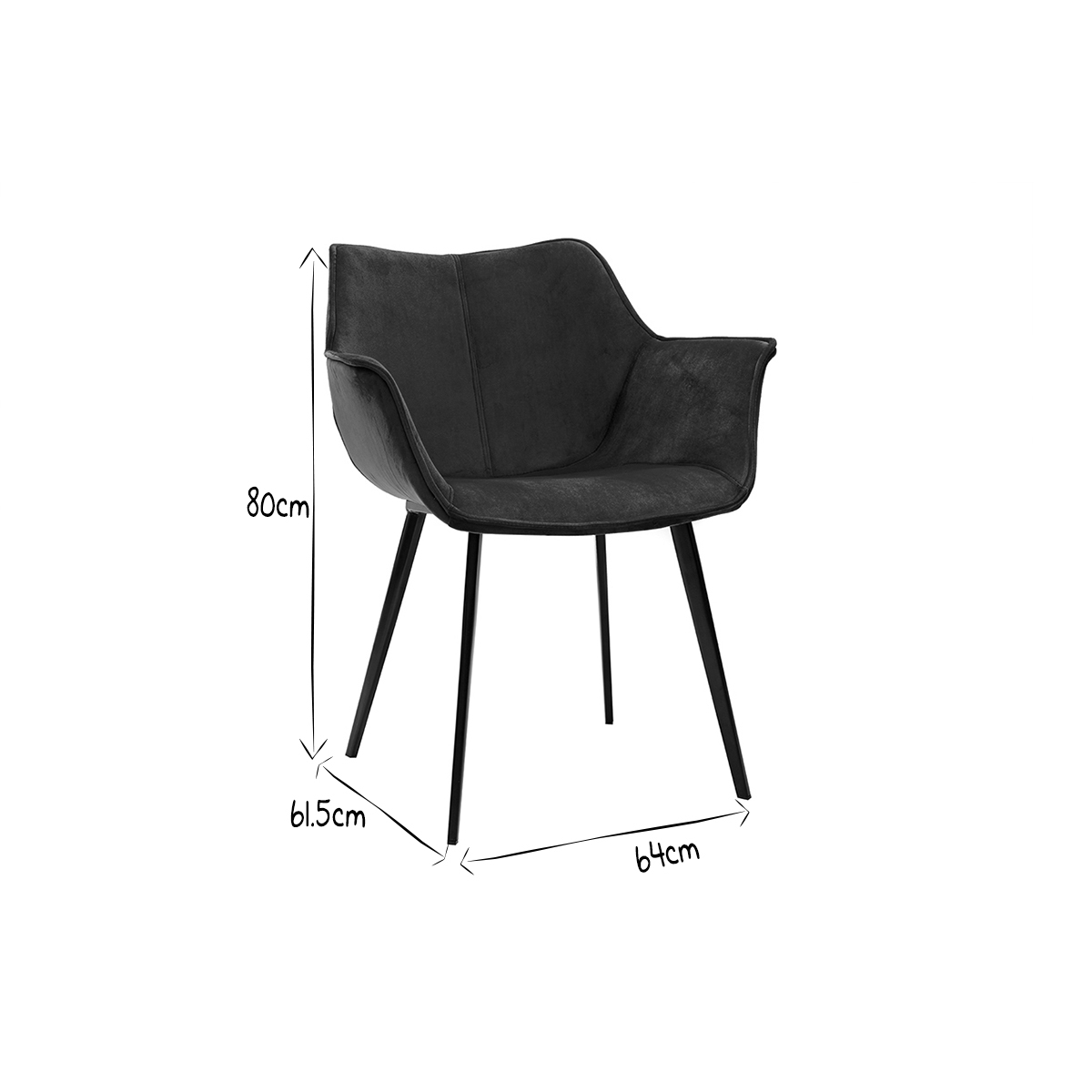 Chaise design en tissu velours bleu pétrole et métal noir VOLO bleu pétrole, MILIBOO
