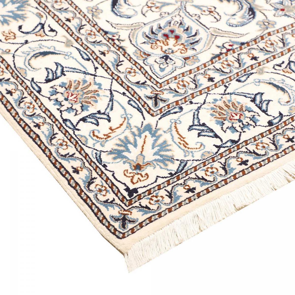 Tapis d'orient, motif oriental, noué à la main, NAIN 12 bordeaux, bleu, crème, UN AMOUR DE TAPIS