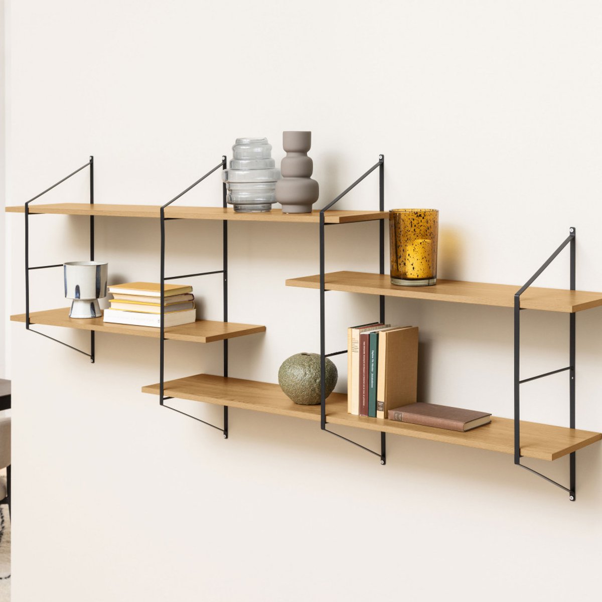 Etagère murale en bois et métal L191cm- TOCRO bois clair, DRAWER
