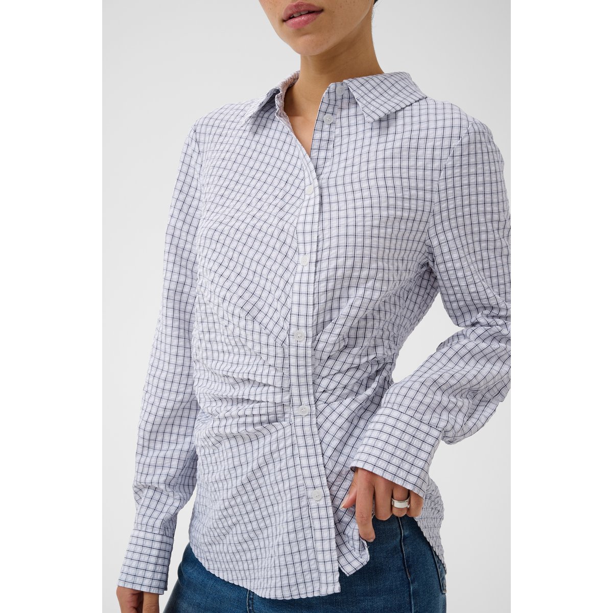 Chemise à manches longues light blue check, KAFFE