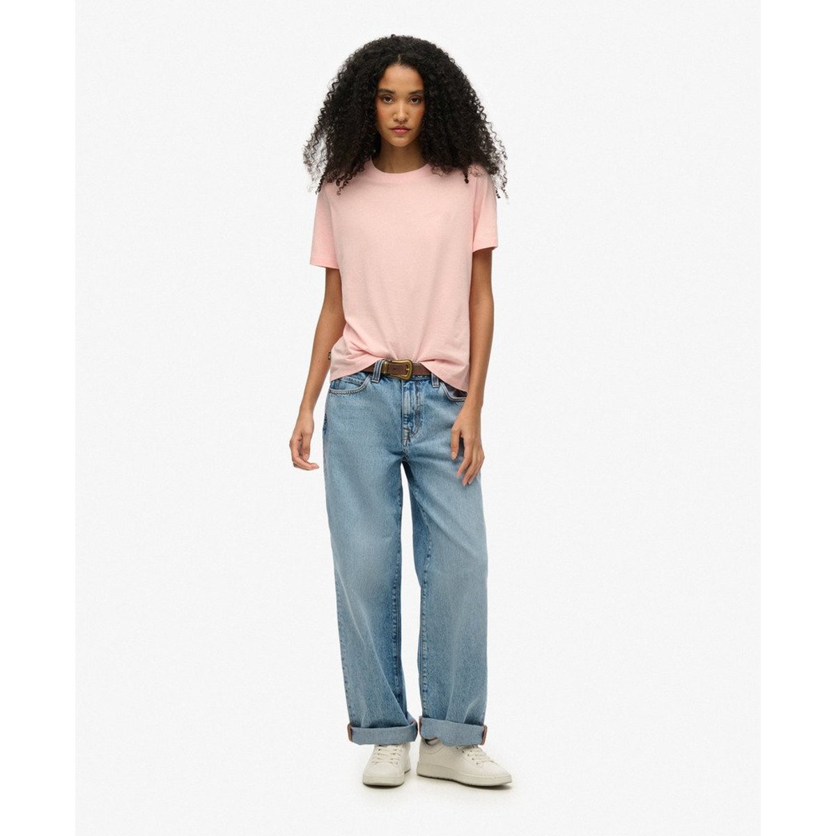 T-shirt à logo brodé Essential rose pâle, SUPERDRY