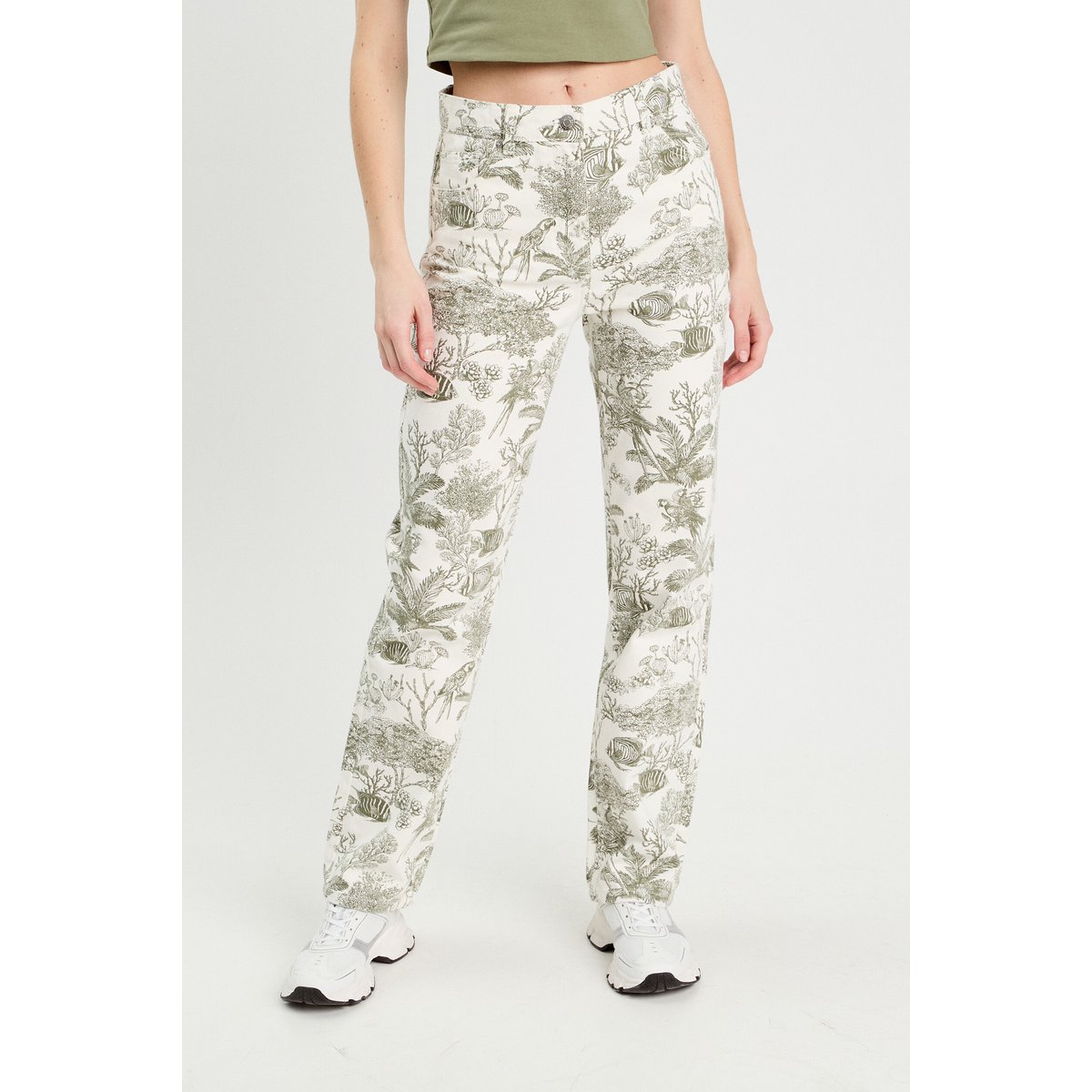 Jeans straight taille haute blanc, CACHE CACHE