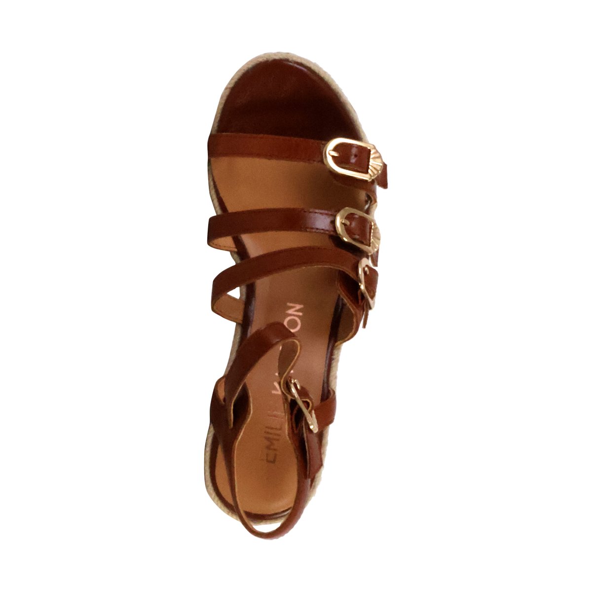Sandales Compensées Cuir Talia cognac, EMILIE KARSTON