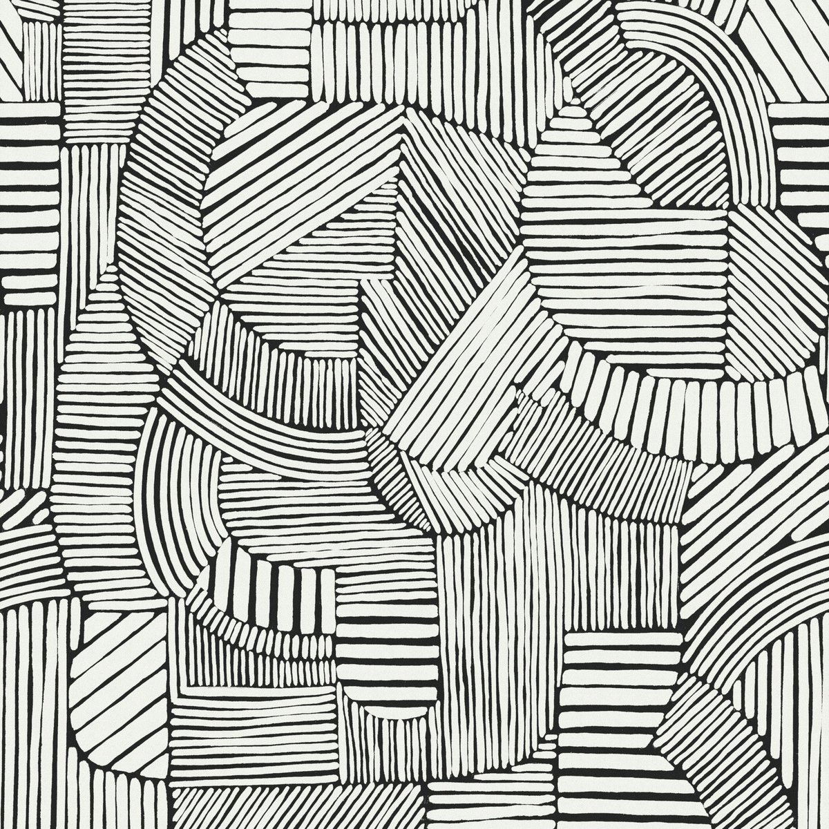 Papier peint Ninon mystérieux noir, blanc, WOW