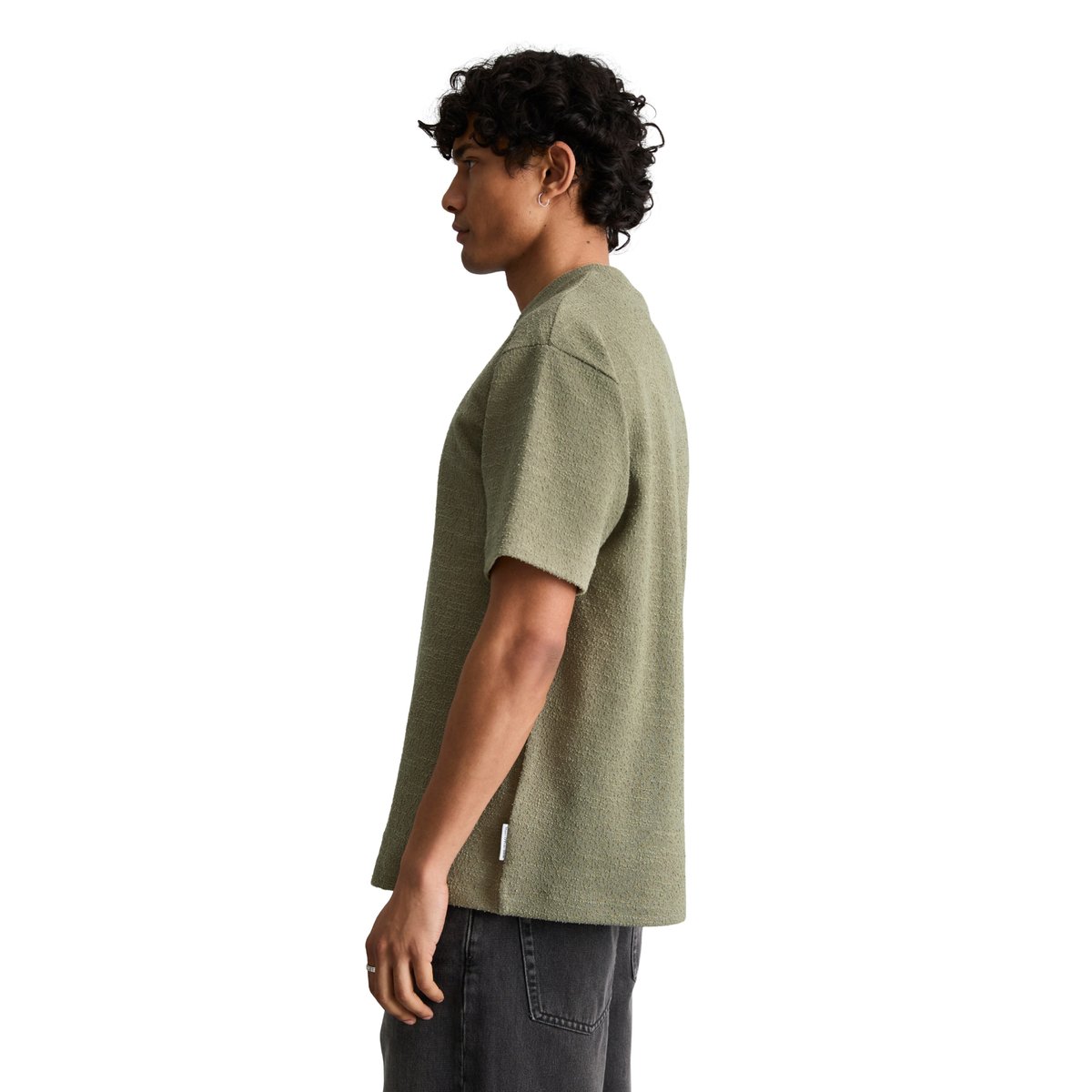 T-shirt relaxed avec une fine structure bouclée vert, MARC O’POLO DENIM