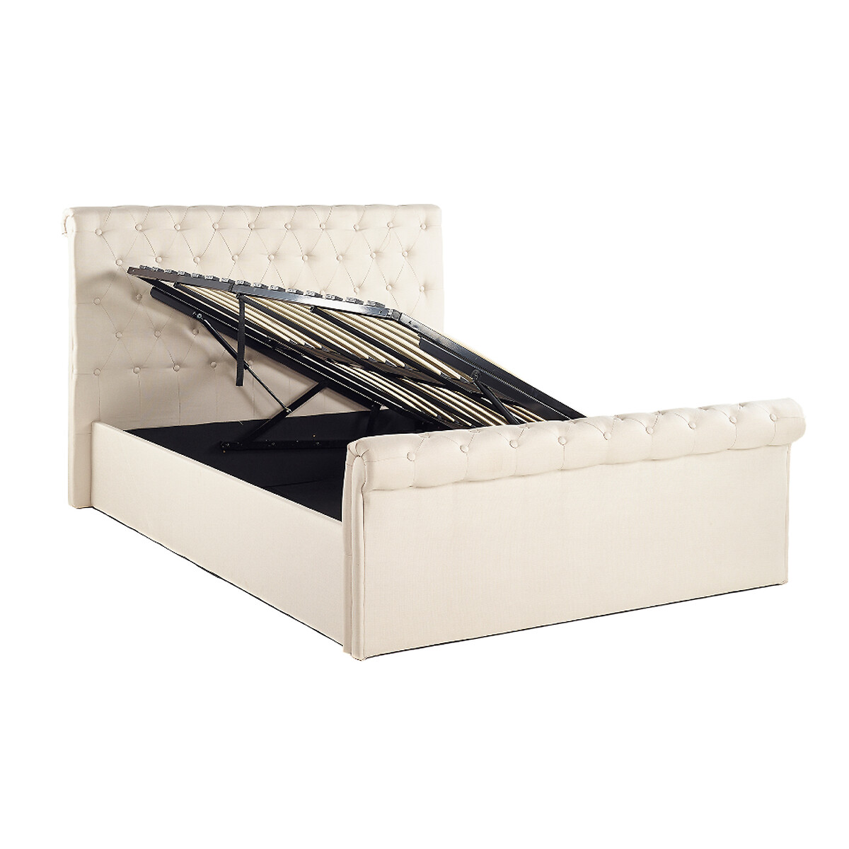 Chesterfield Linen Storage Ottoman Bed with Scroll Top natural, ASPIRE