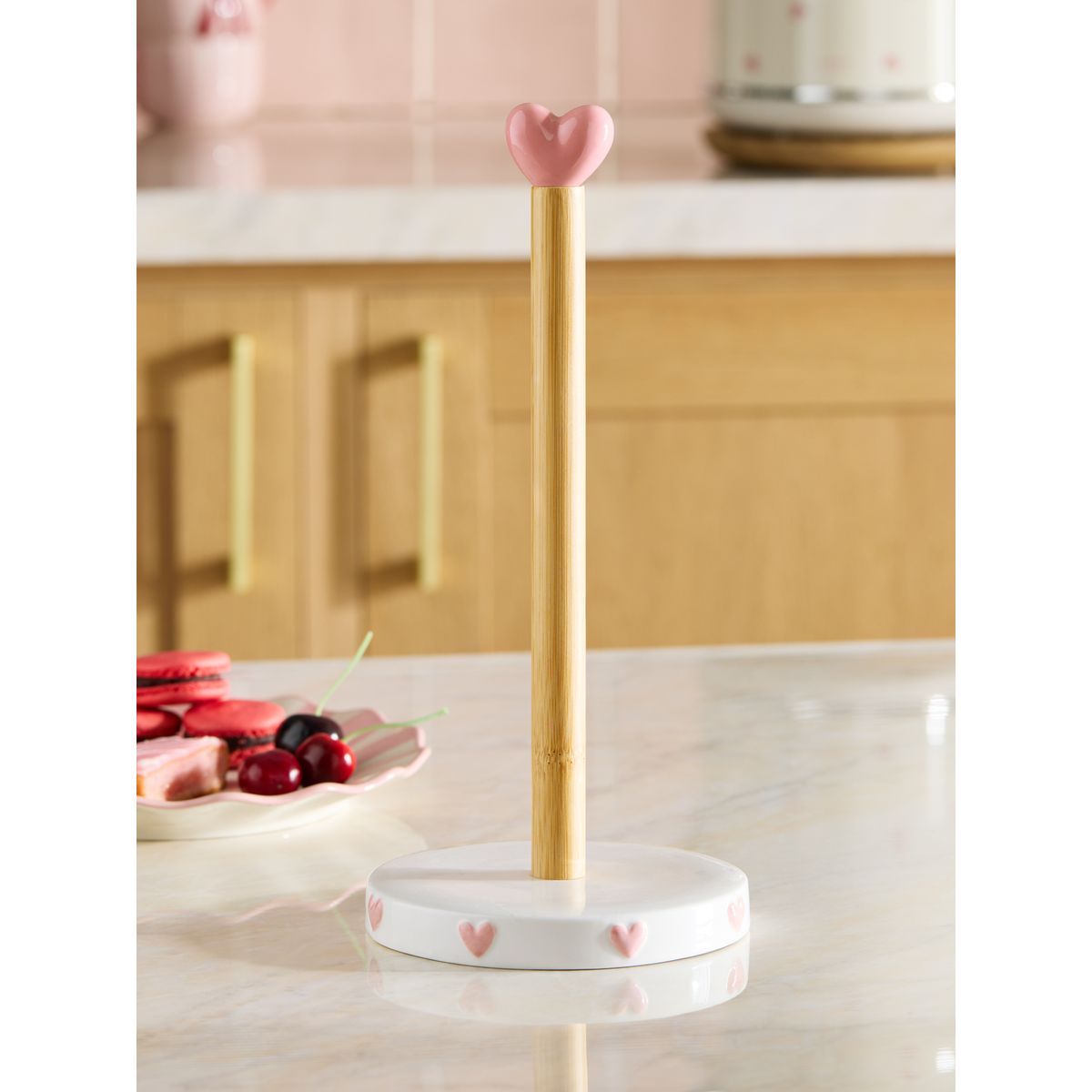 Porte essuie-tout en céramique cœur rose, NEXT
