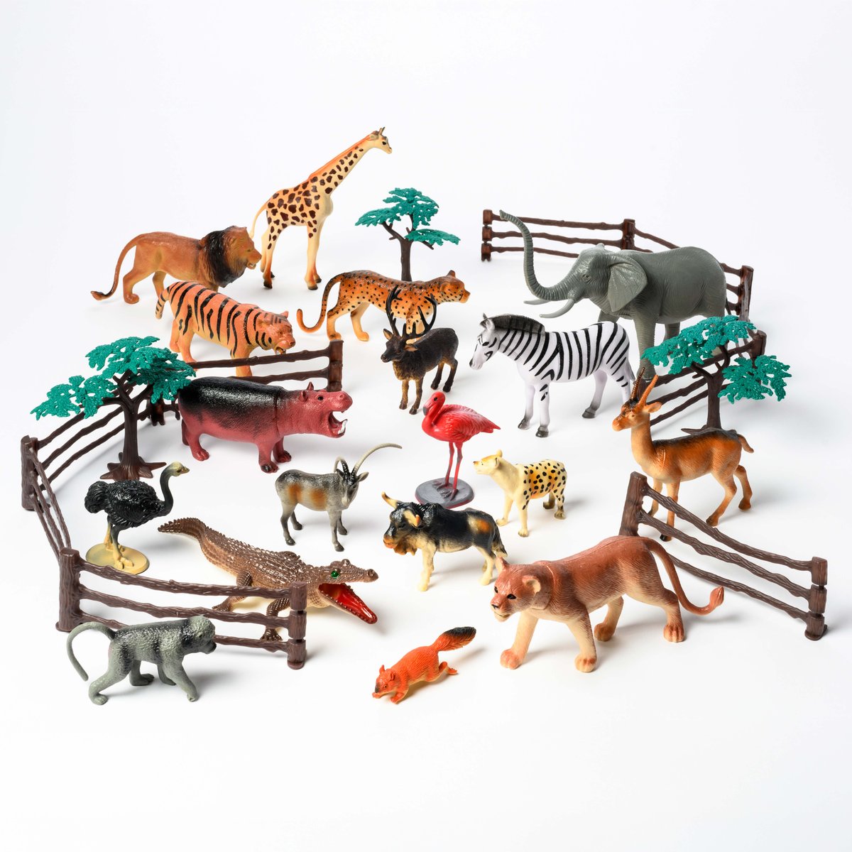 Baril de figurines d'animaux sauvages blanc, OXYBUL 