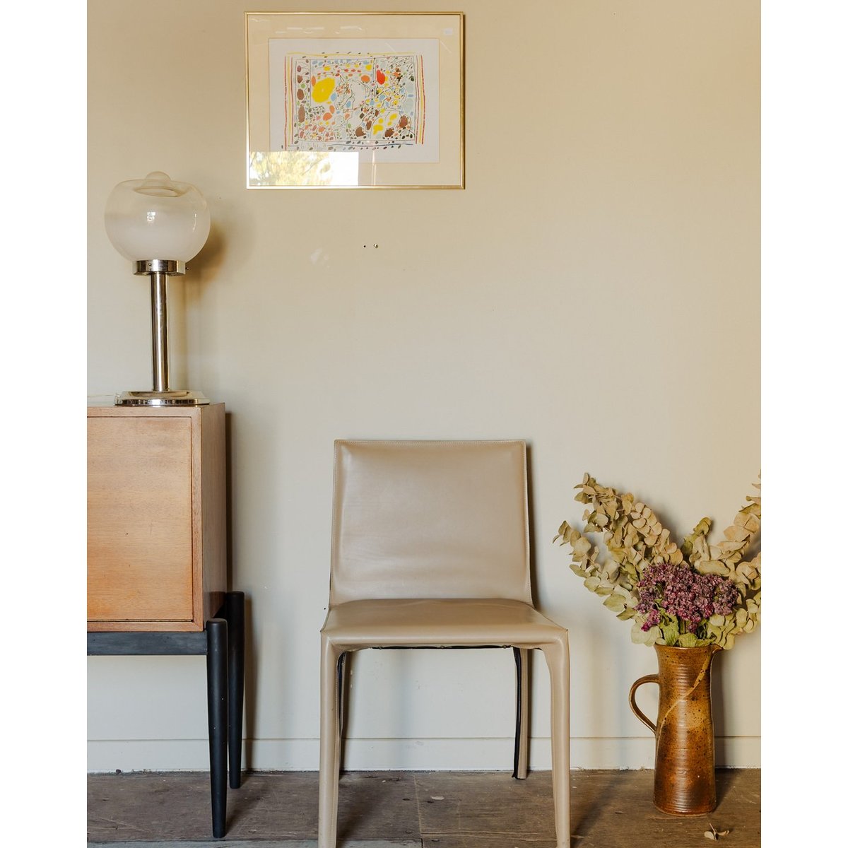 Chaise Knoll en cuir Alma N°861 - Bon état beige, DEBONGOUT